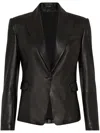 Brunello Cucinelli Single-breasted Leather Blazer In Black