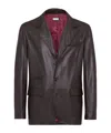 Brunello Cucinelli Polished Calfskin Tailored Jacket In Black