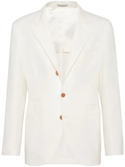 Brunello Cucinelli Wool-cashmere-silk Deconstructed Blazer In Neutral