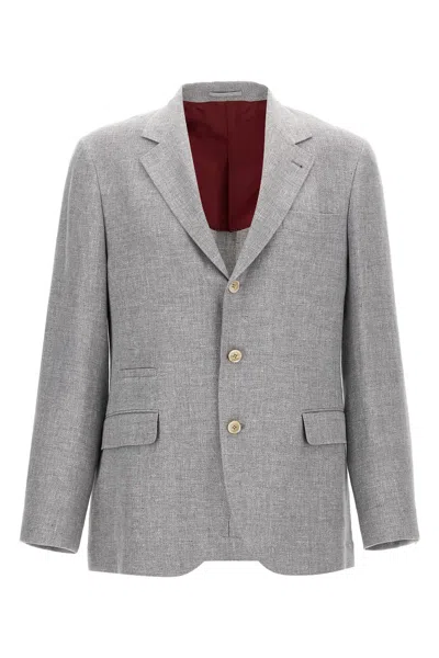 BRUNELLO CUCINELLI BRUNELLO CUCINELLI SINGLE-BREASTED LINEN BLEND BLAZER