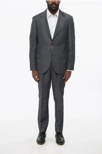 Brunello Cucinelli Single-breasted Linen Blend Blazer With Notch Lapel