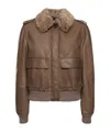 Brunello Cucinelli Fur Collar Leather Jacket