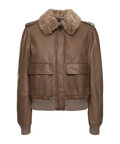Brunello Cucinelli Single-breasted Long-sleeved Leather Jacket