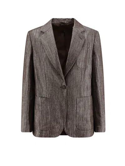Brunello Cucinelli Single-breasted Lurex Fabric Blazer In Silver