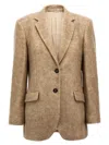 Brunello Cucinelli Single-breasted Mohair Blazer In Beige
