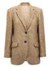 Brunello Cucinelli Light Brown Jacket With Monili Detailing In Beige