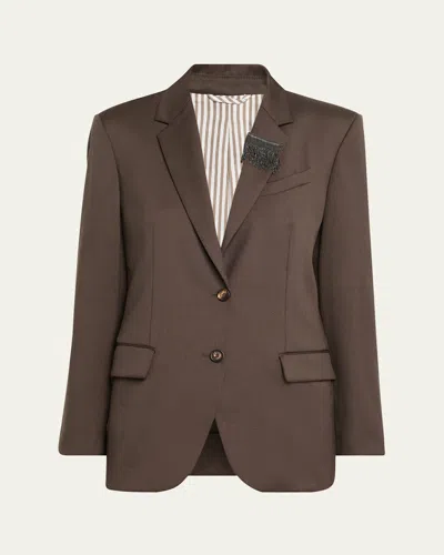 Brunello Cucinelli Single-breasted Mohair Blazer In Brown