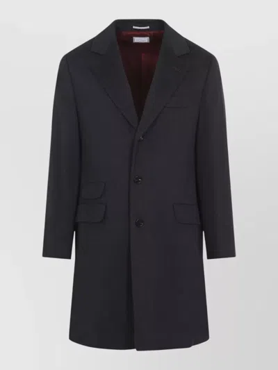 Brunello Cucinelli Single Breasted Overcoat Notch Lapels Pockets In Black