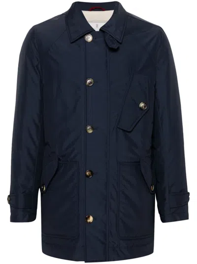 Brunello Cucinelli Single-breasted Padded Jacket In Blue