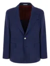Brunello Cucinelli Single-breasted Silk Jacket In Blue