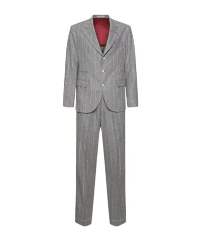Brunello Cucinelli Leisure Silk Blend Suit In Light Grey