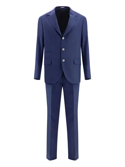 Brunello Cucinelli Men Single-breasted Leisure Suit In Blue