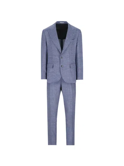 Brunello Cucinelli Single-breasted Suit In Blue