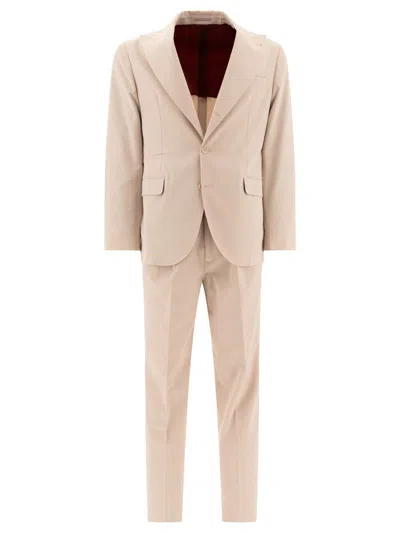 Brunello Cucinelli Single-breasted Suit In Cotton Gabardine Suits Beige