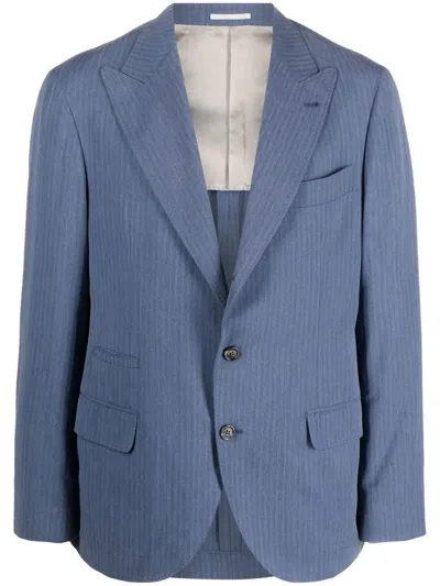 Brunello Cucinelli Single-breasted Tailored Blazer In Blue