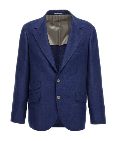 Brunello Cucinelli Single-breasted Tailored Blazer In Blue