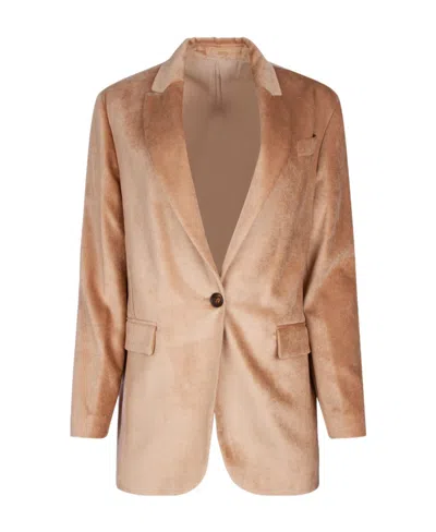 BRUNELLO CUCINELLI BRUNELLO CUCINELLI SINGLE-BREASTED VELVET BLAZER