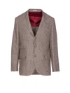 Brunello Cucinelli Houndstooth Wool Blend Single-breasted Blazer In Brown