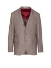 Brunello Cucinelli Houndstooth Wool Blend Single-breasted Blazer In Brown