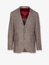 Brunello Cucinelli Houndstooth Wool Blend Single-breasted Blazer In Brown