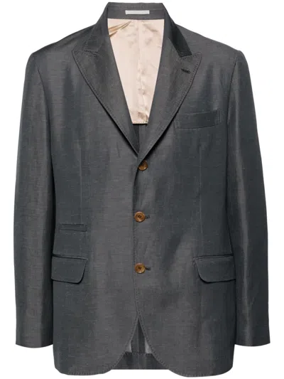 Brunello Cucinelli Single-breasted Virgin-wool Blazer In Grey