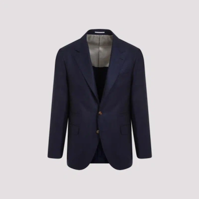 Brunello Cucinelli Single Brested Jacket 50 In Blue