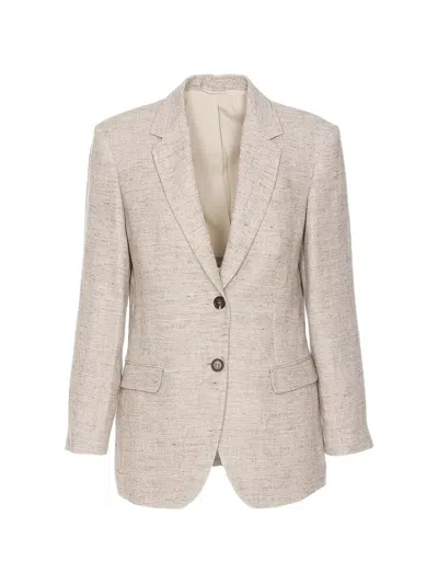Brunello Cucinelli Tailored Single-breasted Blazer In Neutral