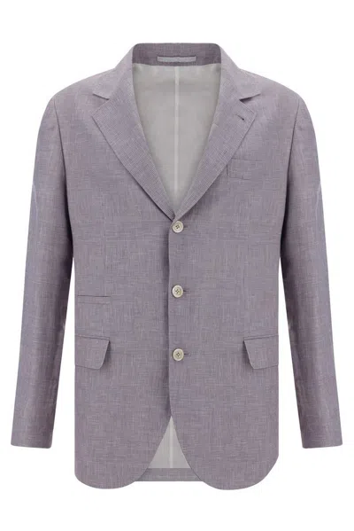Brunello Cucinelli Single-breasted Blazer In Grey