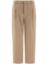 Brunello Cucinelli Slouchy Trousers In Viscose And Linen Fluid Twill With Moniline In Nude