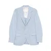 Brunello Cucinelli Linen And Wool Chevron Blazer Light Blue In Blue