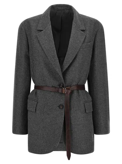 Brunello Cucinelli Single-breasted Blazer In Gray