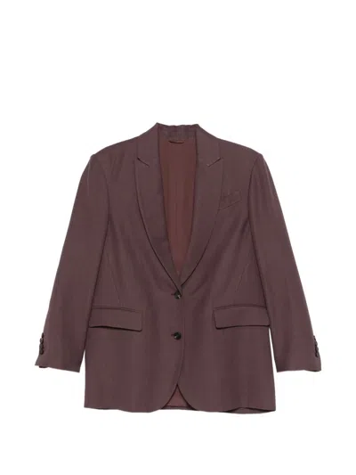 Brunello Cucinelli Single-breasted Blazer Jacket In Brown