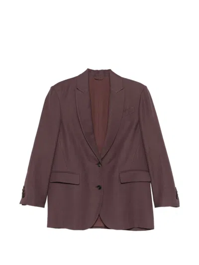 Brunello Cucinelli Tailored Jacket Single Breasted Lapel Pockets In Burgundy