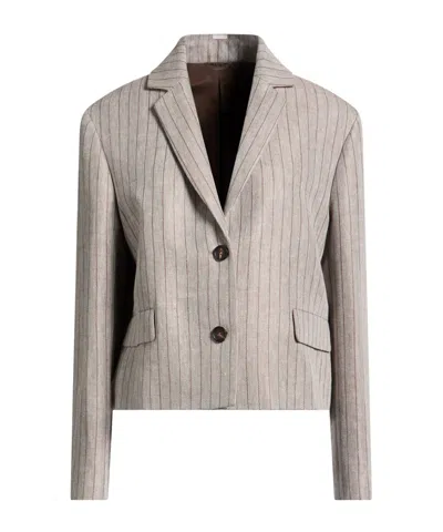 Brunello Cucinelli Single-breasted Blazer In Gray