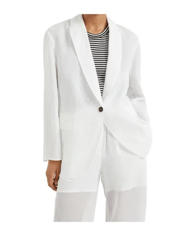 Brunello Cucinelli Single-breasted Straight Hem Blazer In White