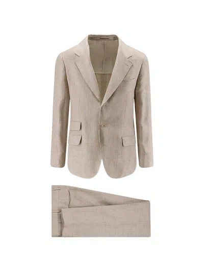 Brunello Cucinelli Single Breasted Suit In Neutral