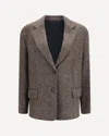 Brunello Cucinelli Herringbone-pattern Single-breasted Blazer In Brown