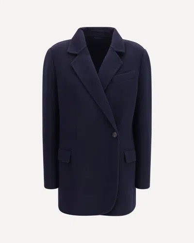Brunello Cucinelli Single-breasted Wool And Cashmere Jacket In Blue