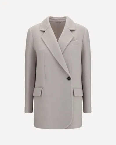 Brunello Cucinelli Single-breasted Wool And Cashmere Jacket In Gray