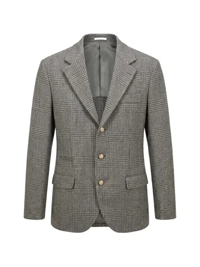 Brunello Cucinelli Single-breasted Wool Blazer In Gray