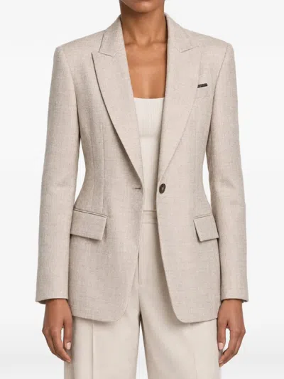 Brunello Cucinelli Single-breasted Wool Blazer In White