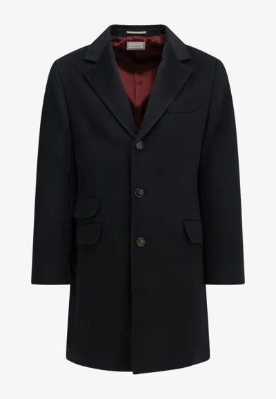 Brunello Cucinelli Short Coat Made Of Virgin Wool Fabric In Black