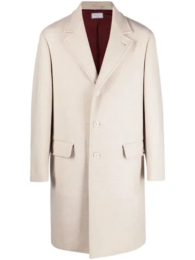 Brunello Cucinelli Single-breasted Wool Coat In White