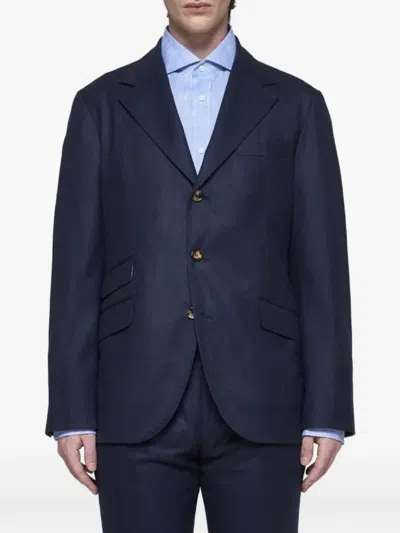 Brunello Cucinelli Single-breasted Wool Suit In Blue