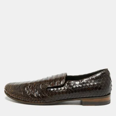 Pre-owned Brunello Cucinelli Size 37 Brown Python Leather Loafers