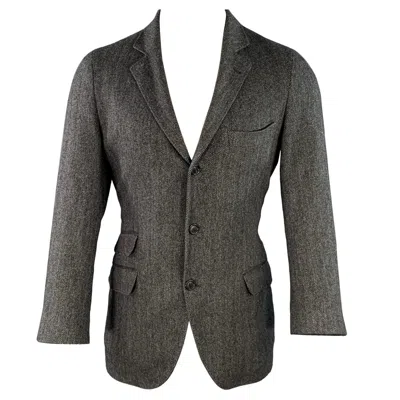 Pre-owned Brunello Cucinelli Size 38 Grey Black Herringbone Cashmere Sport Coat In Gray