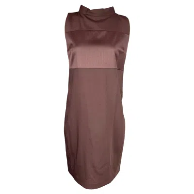Pre-owned Brunello Cucinelli Size M Eggplant Virgin Wool A-line Sleeveless Dress In Brown