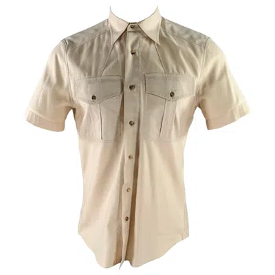 Pre-owned Brunello Cucinelli Size S Khaki Short Sleeve Shirt In Beige