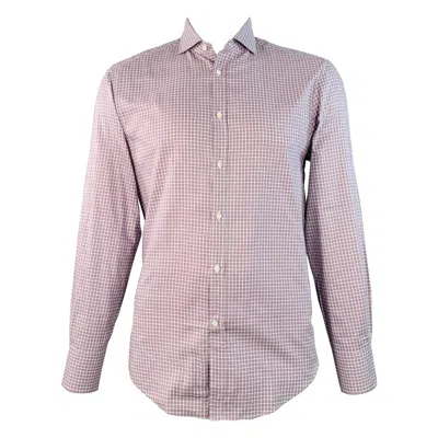 Pre-owned Brunello Cucinelli Size Xl Purple White Checkered Cotton Slim Fit Long Sleeve Shirt