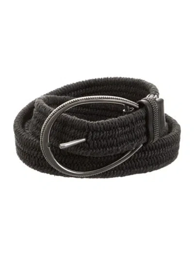 Pre-owned Brunello Cucinelli Skinny Canvas Belt In Black